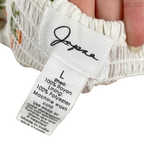 Japna White Colorful Fruity Print Tie Front Peplum Cami Tank Top SZ L - Picture 7 of 10